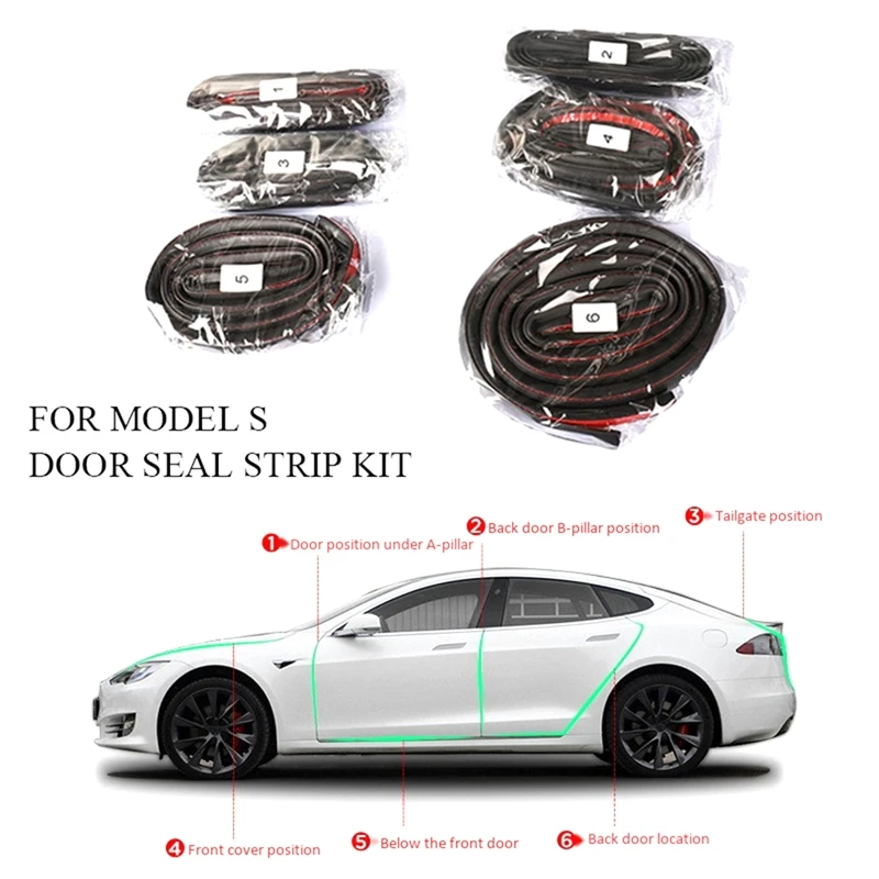 

Car Door Seal Strip Kit Soundproof Strip Weather Strip Sealing Wind Noise Reduction Kit For Tesla Model S 2016-2022 Car Parts