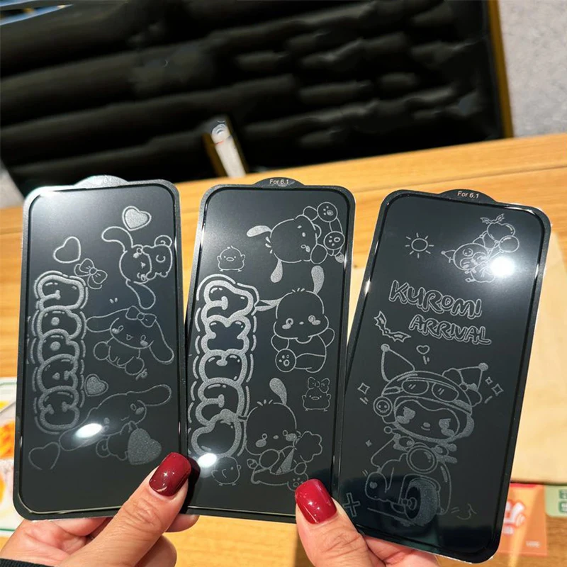 

Sanrios Hellokittys Kuromi Pochacco Tempered Glass Screen Protector for IPhone 17 Pro Max 16 15 14 Protective Screen Cover Film