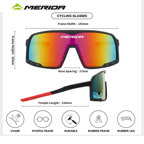 Imagen 2 del producto Gafas de ciclismo Mérida para hombre y mujer, gafas UV400, gafas deportivas para exteriores MTB/carretera con caja uv400