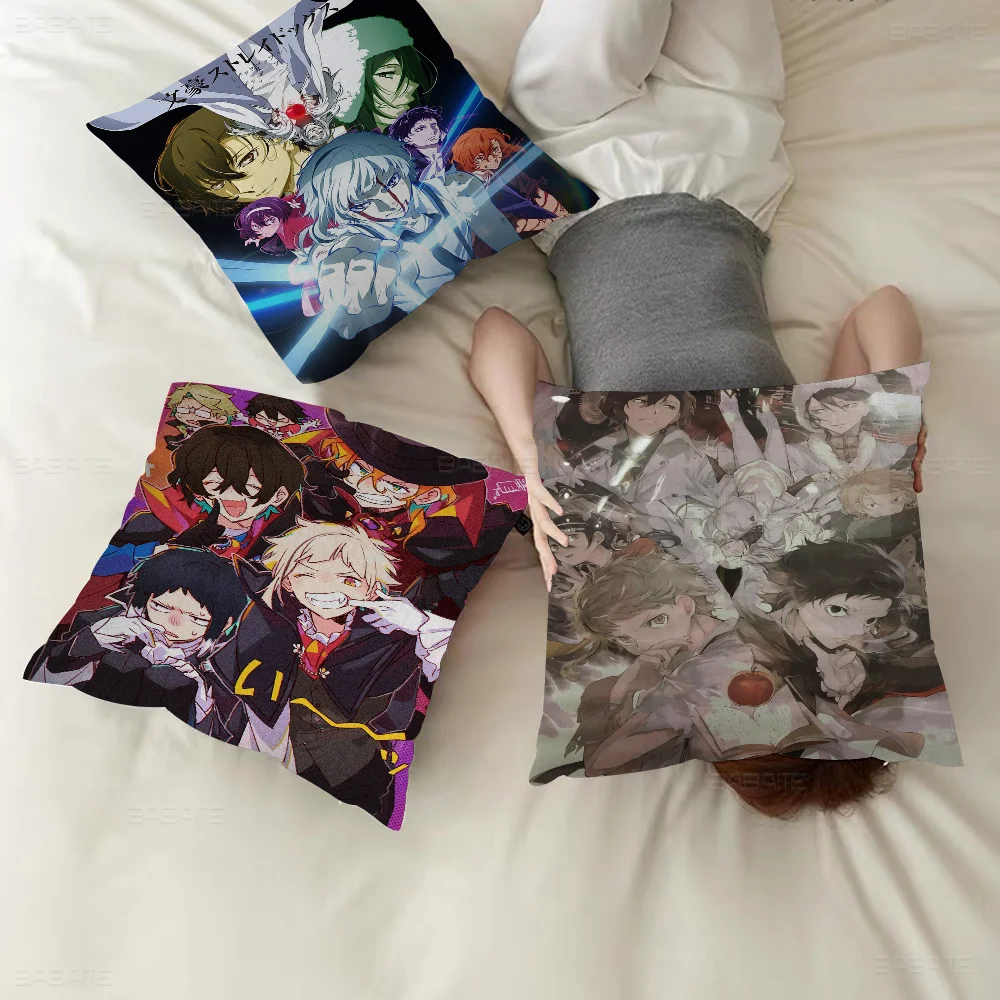 Japanese Anime Bungo Stray Dogs Cushion Cover Inches Farmhouse Decor Home Throw Pillow Covers for Couch Decorations