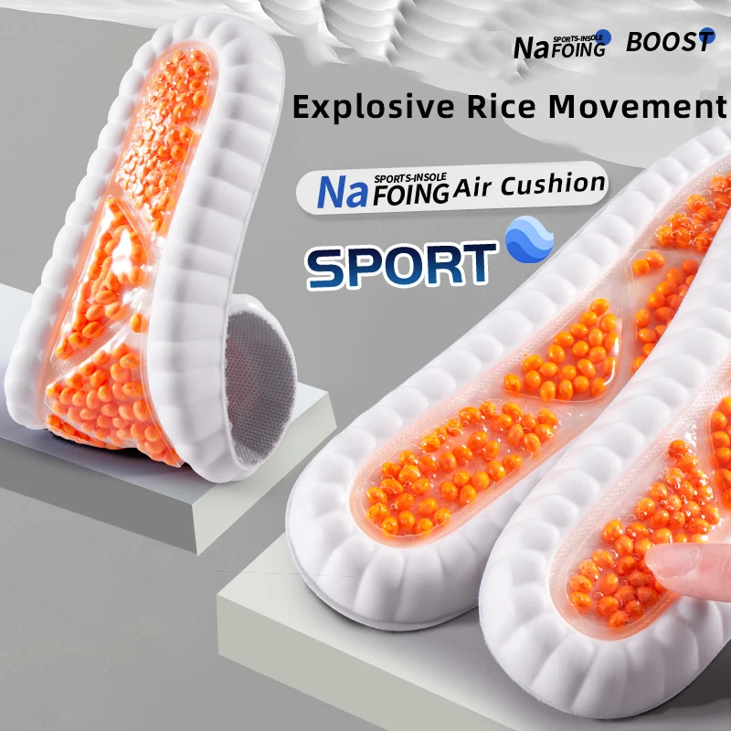 NAFOING Memory Foam Sport Insoles With Full Palm Air Cushion Soft Shock-absorbing Insoles Arch Support Sponge Elastic Massage