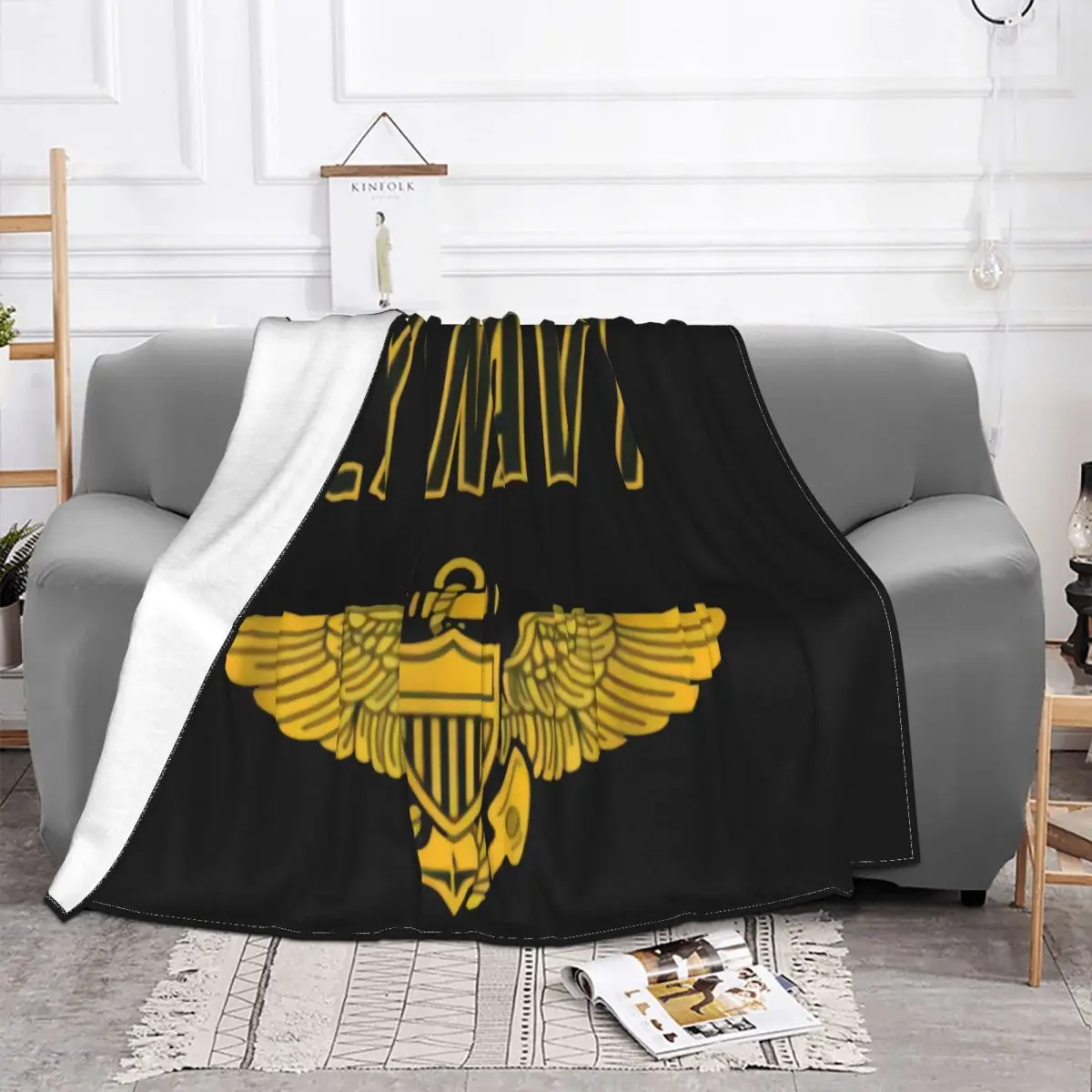 Terbang Baju Tentera Laut Klasik Pegawai Tentera Laut Sayap Juruterbang Unisex Besar Throw Blanket