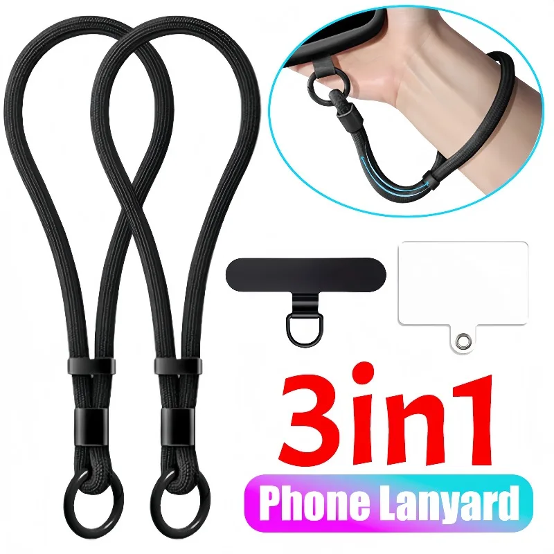 

Регулируемый ремешок для мобильного телефона 3 в 1, металлический ремешок для мобильного телефона, ремешок на запястье, самоблокирующийся короткий ремешок с защитой от падения, аксессуары