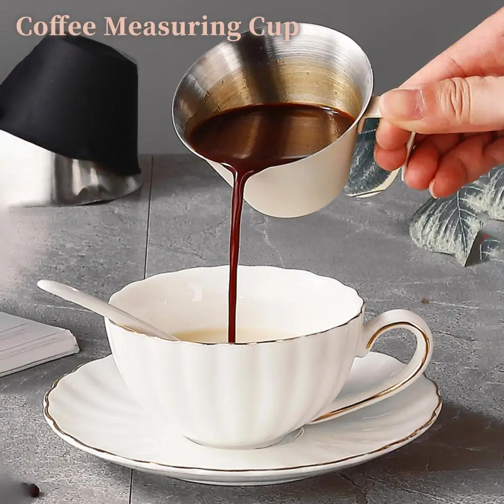 

100ml Coffee Measuring Cup with Scale Mark Polished Surface Ergonomic Handle Design Espresso Shot Cup Kitchen Tool