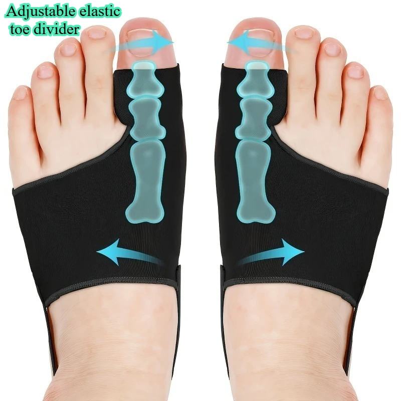 2pcs Adjustable Elastic Toe Separators,Unisex Toe and Big Toe Spacers with Soft Padding for Foot Comfort, Suitable for Night