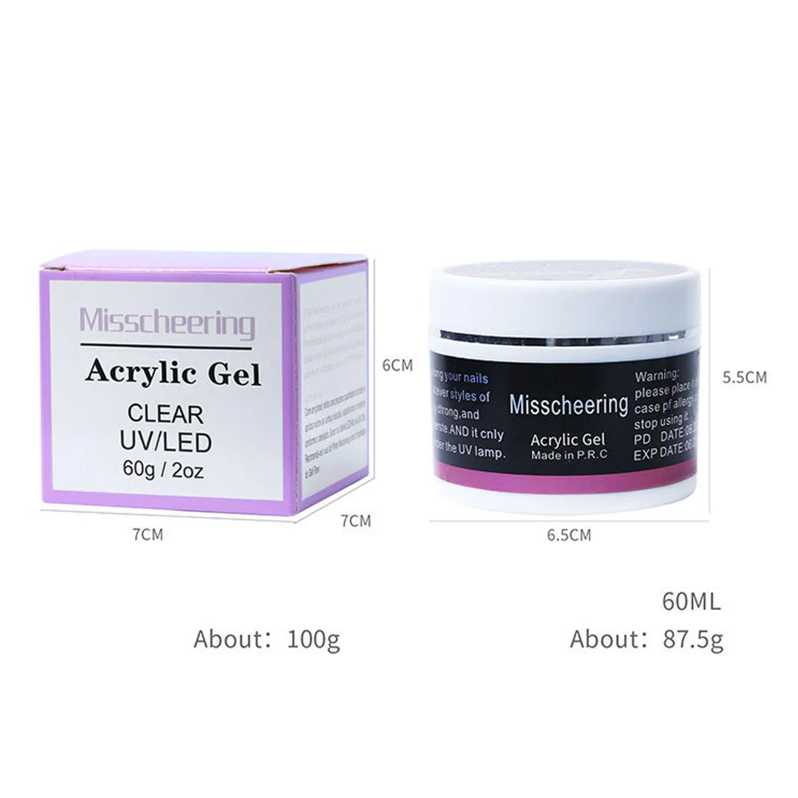 60ml Nail Art Gel Polish Nail Pink White Clear Varnish Acrylic Powder Liquid Nail Art Poly Nail Gel for Fingertip Extension tool