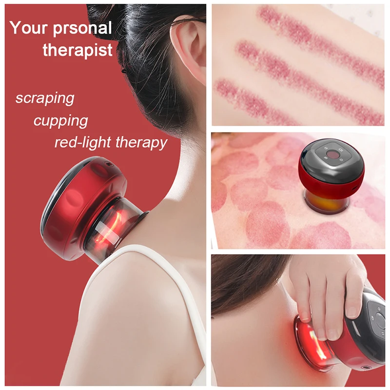 Smart Electric Vacuum Cupping Massager Anti Cellulite Massage Red Light Therapy For Body Gua sha Scraping Fat Burner Slimming