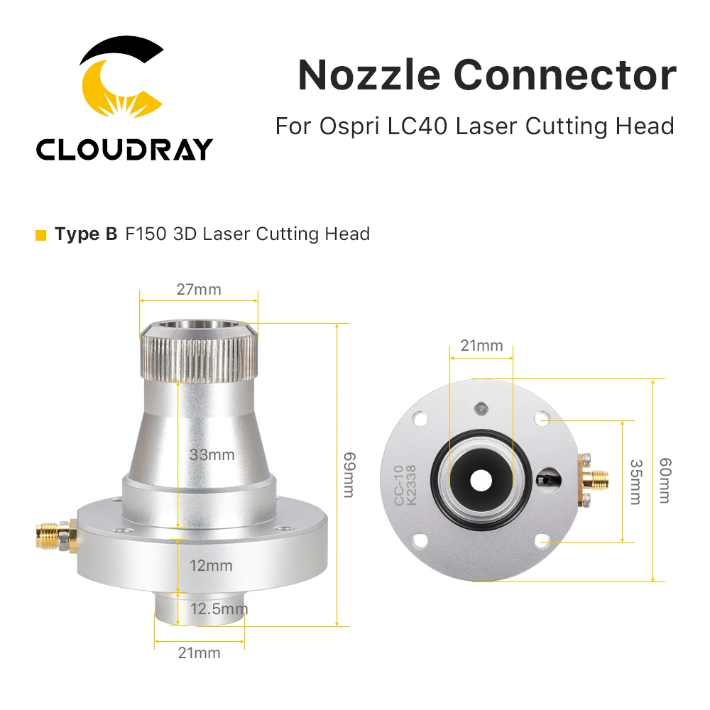 Cloudray-boquilla láser de fibra LC40, pieza de conexión para OSPRI, cabezal láser de fibra 1064nm, máquina de corte