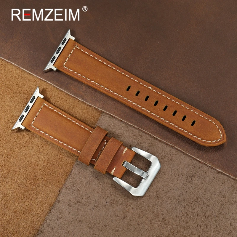 Crazy Horse Leather Wristwatch Strap for Apple Watch Bands 38/40/41/42/44/45/46/49mm 3 4 5 6 7 8 9 10 SE Ultra 2 Wrist Belt