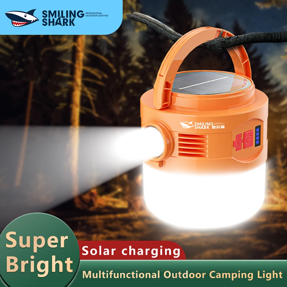 

Фонарь для кемпинга Smiling Shark LY-8222, сверхъяркий, с зарядкой Type-C и длительным временем работы, перезаряжаемый светодиодный светильник для палатки