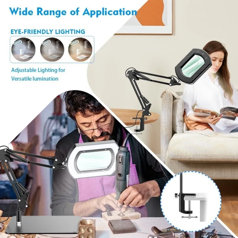 Multifunctional Magnifying Glass Table Lamp LED 15X Repair Magnifier Illuminated Magnifier Eye Protection 5 Colors LED