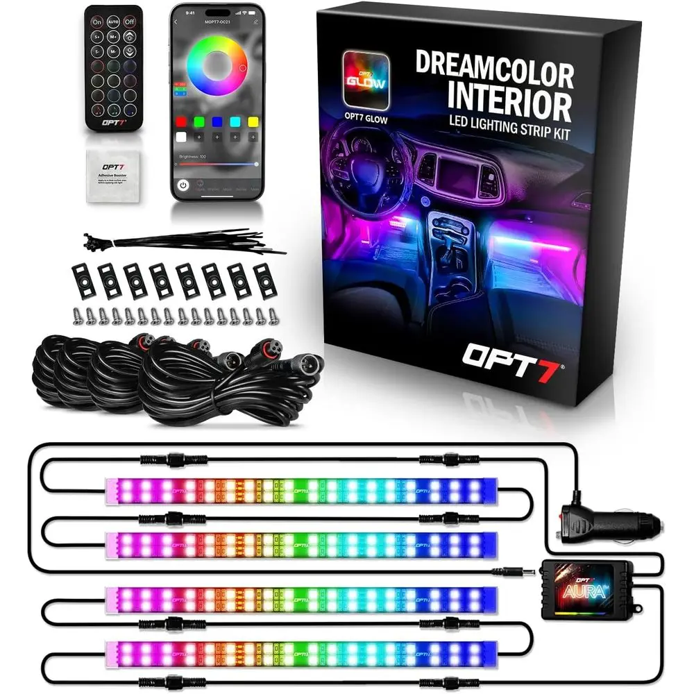 

Светодиодные ленты Aura DreamColor для интерьера, 4 шт., двойной RGB-IC LED комплект с эффектом переливающихся цветов, с управлением через приложение и пультом ДУ, для подсветки Undebient Lighting Unil o