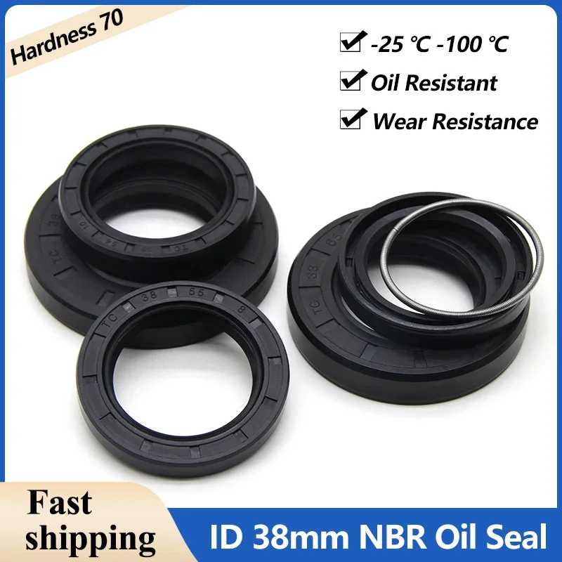 

ID 38mm NBR Oil Seals TC-38*50/52/54/55/56/58/60/62/65/70/72*7/8/10/12mm Nitrile Rubber Shaft Double Lip Oil Sealing Gaskets