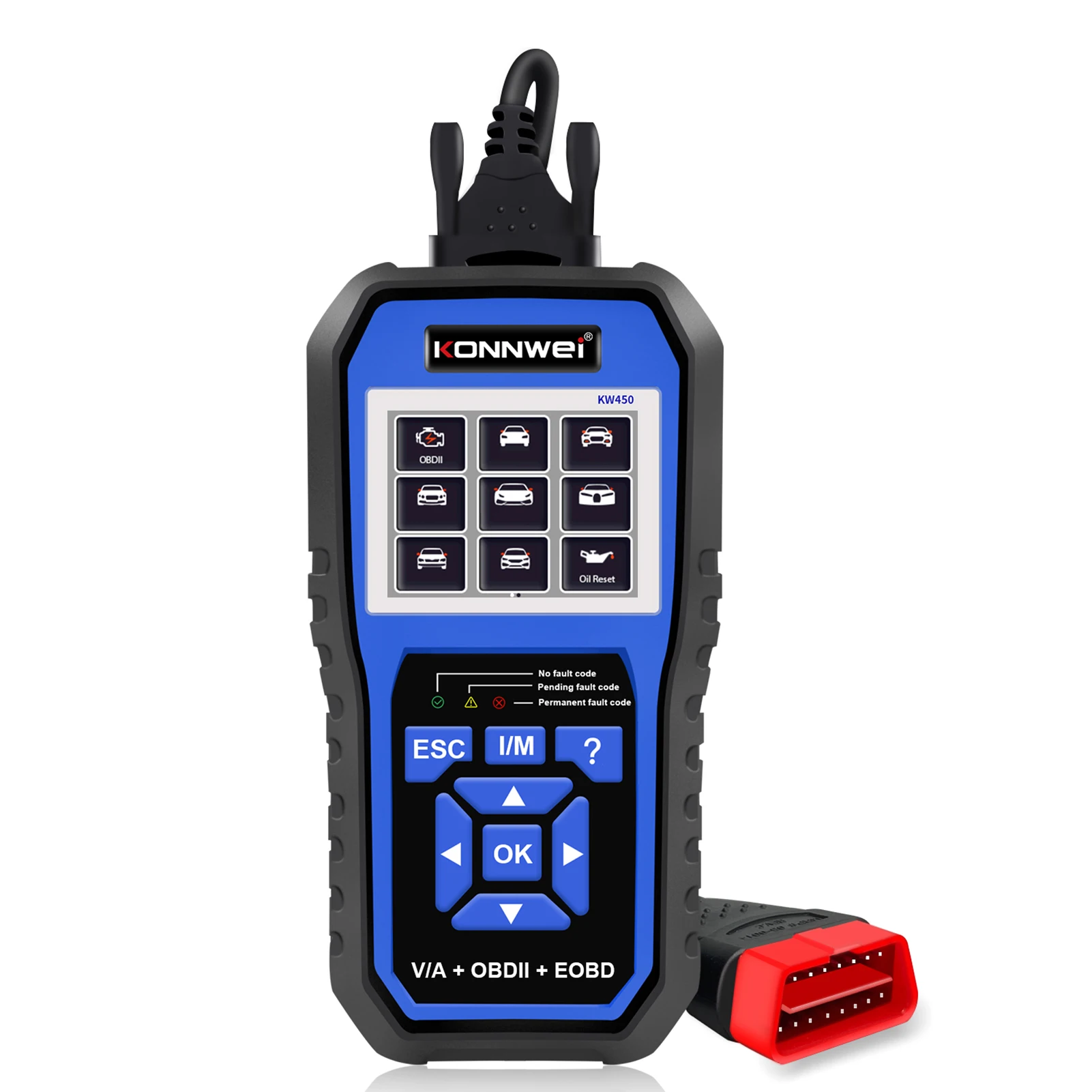 KONNWEI KW450 All System OBDⅡ Scanner Diagnostic Tool Battery Matching DPF Check SAS Fuel Injector Programming Throttle Matching