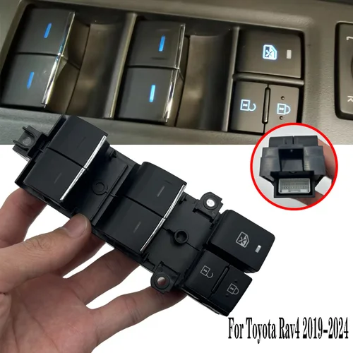 LHD para Toyota RAV4 Corolla Cross Avalon Levin ALTIS 2019-2023 coche luz azul hielo elevador de ventana eléctrico interruptor de botón de Control