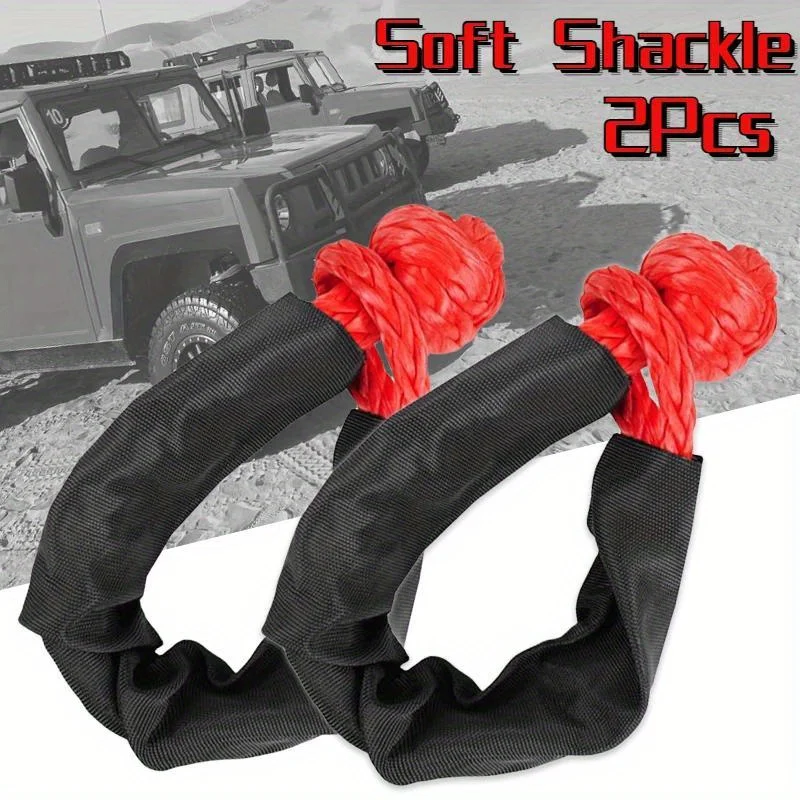 

2Pcs 19T 42,000Lbs Break Strength Synthetic Soft Shackle 1/2" X 22‘’ Rugged Shackles with Protective Sleeve for Vehicle Recovery