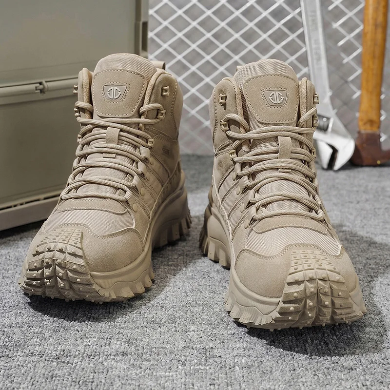 Men's High-Top Large-Size Fashionable Outdoor Hiking Boots, with Comfortable Lining, Flexible and Thick Sole, Excellent Grip, Suitable for Outdoor Hiking, Trekking, Camping, and Other Activities
