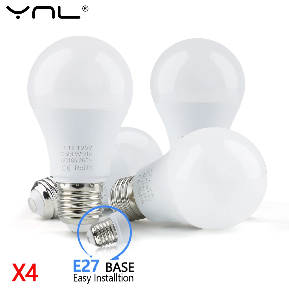 4pcs/lot LED Bulb Lamps E27 AC220V 240V SMD2835 6W 9W 12W 15W 18W Lampada Led Light Bulbs Living Room Home Indoor LED Bombilla