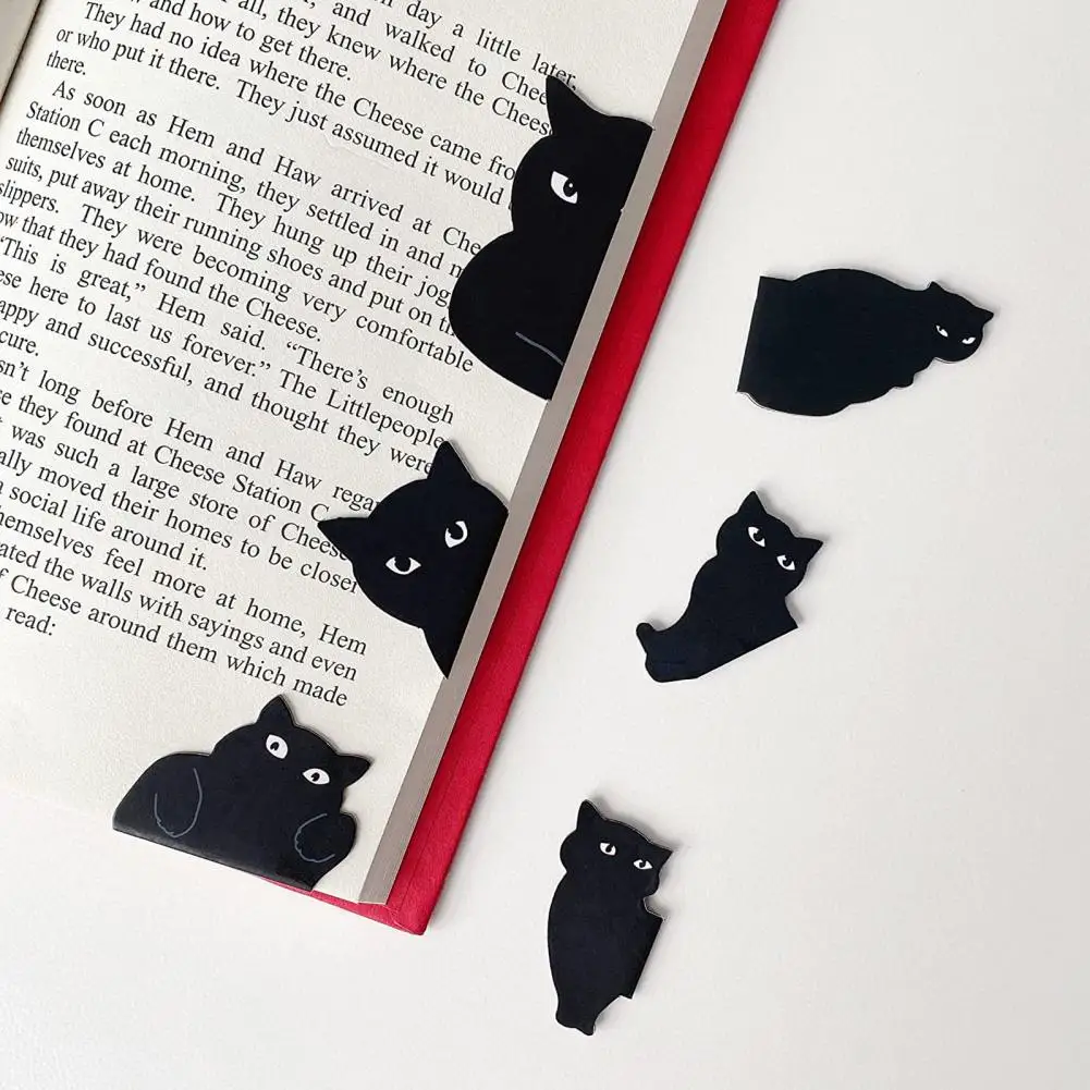 Lightweight 6Pcs Great Black Cat Magnet Book Marker Reusable Book Marker Adorable Appearance   Book Accessories