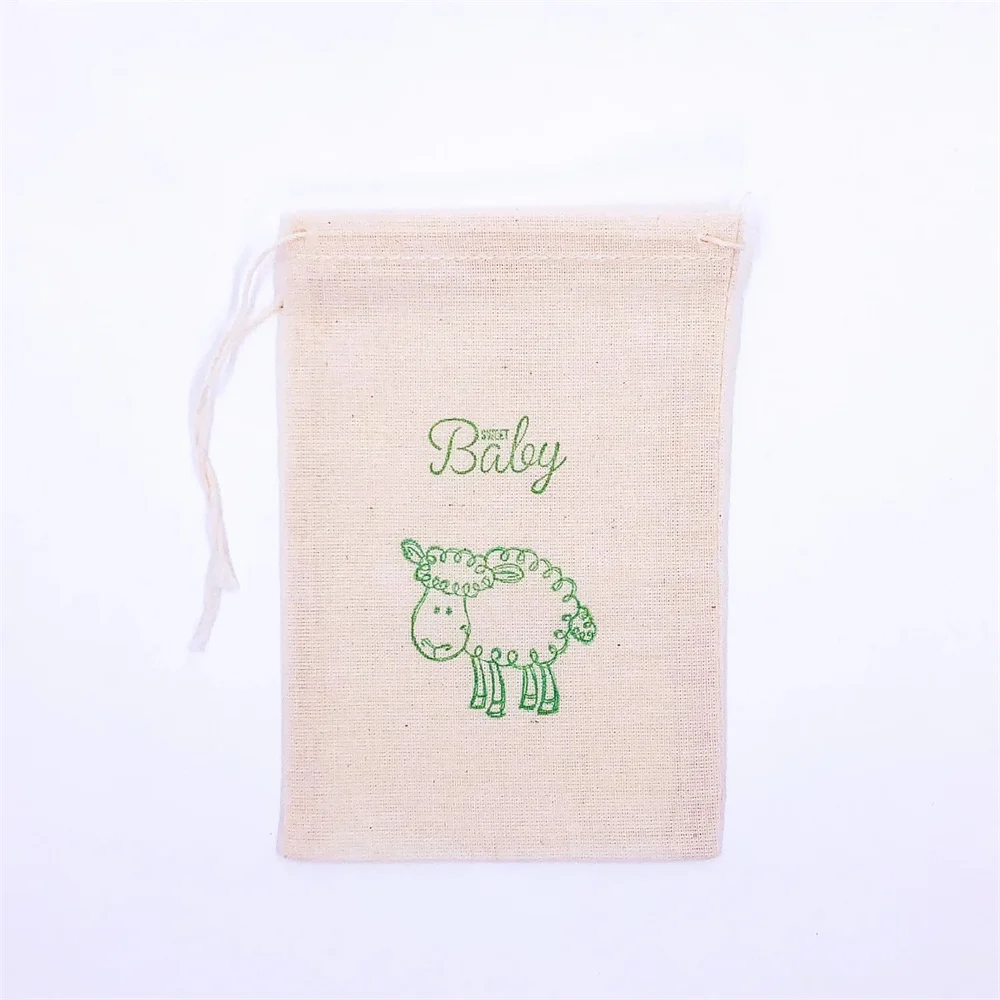 20PCS Lamb Favor Bags Sheep Party Bags Farm Animal Baby Shower Candy Gift Bags Nursery Rhyme Theme Jewelry Soap Cloth Muslin Bag