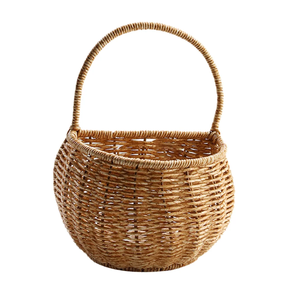 

Rattan Hanging Basket Plastic Storage Container Wall mounted Garlic Basket Light Brown Large Capacity Kitchen ganizer