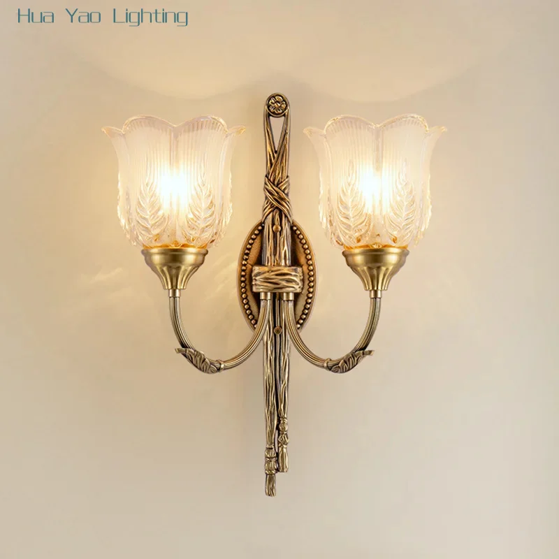 

Фон для гостиной, настенный светильник, американский ретро, прикроватная лампа для спальни, элитный французский стиль, 2026, новый настенный светильник для лестницы