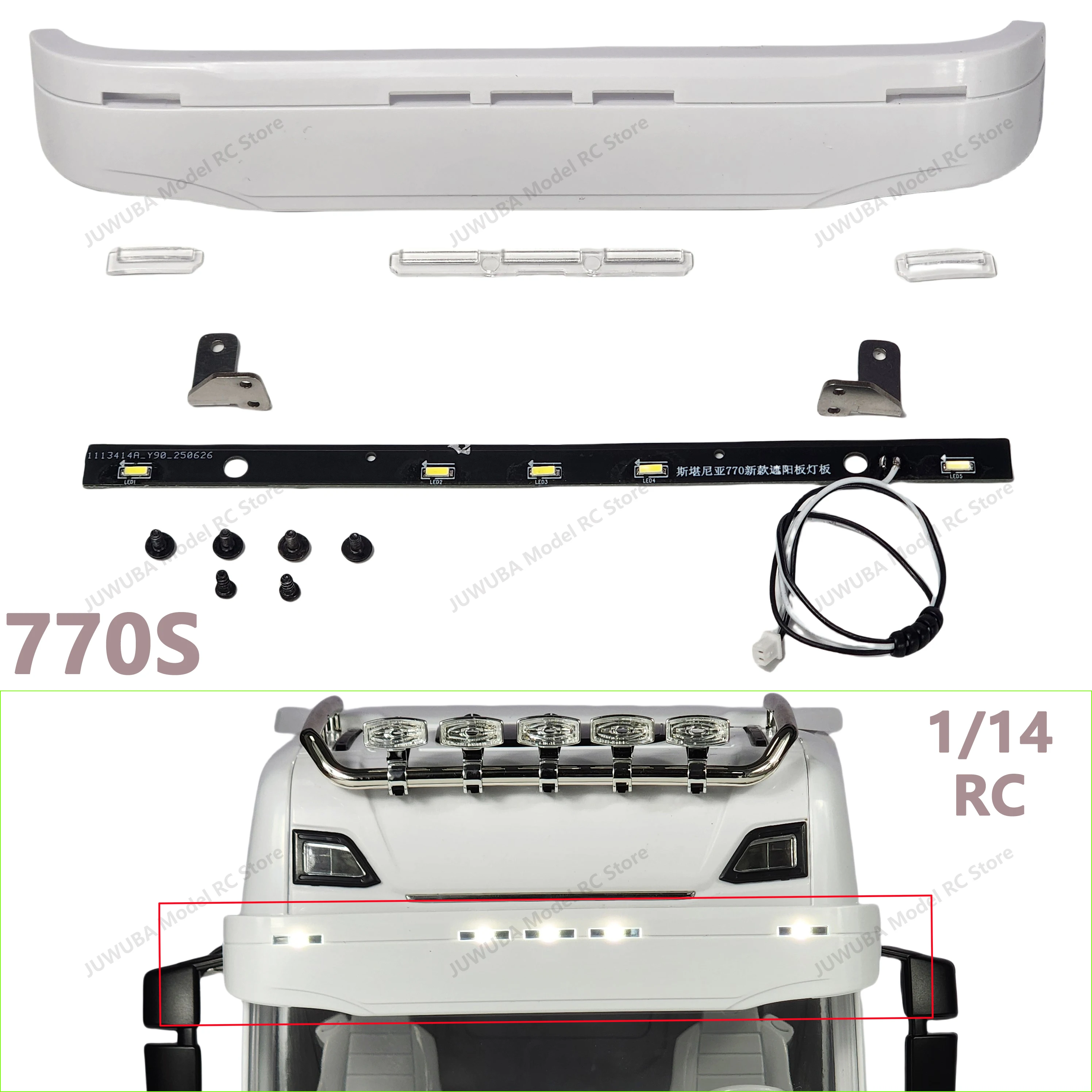 

1 Set LED Simulation Sun Visor Light Lamp for 1/14 Tamiya RC Dump Truck SCANIA 770S 6X4 56368 8X4 56371 Car Parts Upgrade Toys