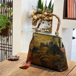 Borsa classica in seta Vintage in stile cinese borse con manico superiore borse da donna borse