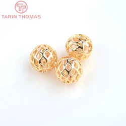 (3092)20PCS 3.5MM 5.5MM 7.5MM 24K Gold Color Plated Brass Hollow Spacer Beads Round Beads High Quality Jewelry Accessories
