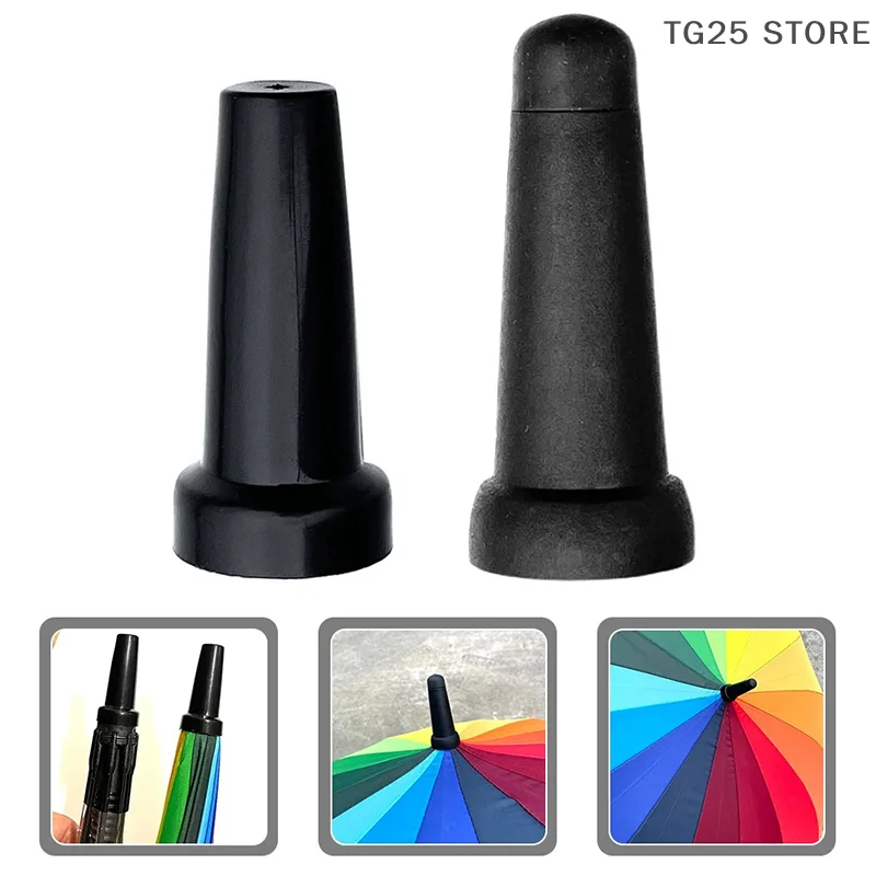Black Long-handled Umbrella Tops Cover Repair Parts Supply Accessories Tip Protector Replacement Professional Tips