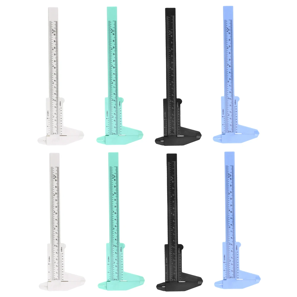 

8pcs Plastic Caliper Mini Measure Tool Gauge Lightweight Durable Internal External Depth Step Jewelry Tattoo Buttons