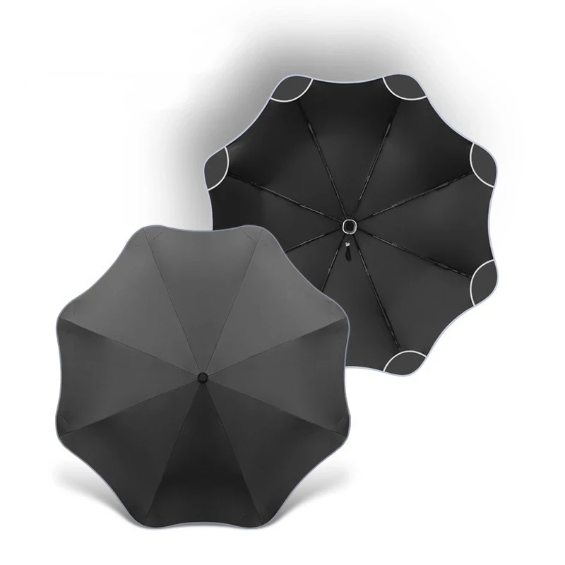 

New Nighttime Reflective Umbrella with Round Corner Automatic Umbrella Folding Anti-puncturing Black Rubber Anti-wind Umbrella