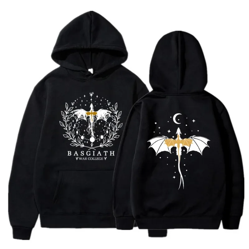 Vintage Basgiath War College Hoodies Fourth Wing Double-Sided Hoodie Women Graphic Hoodies Bookish Sweatshirt Casual Pullovers