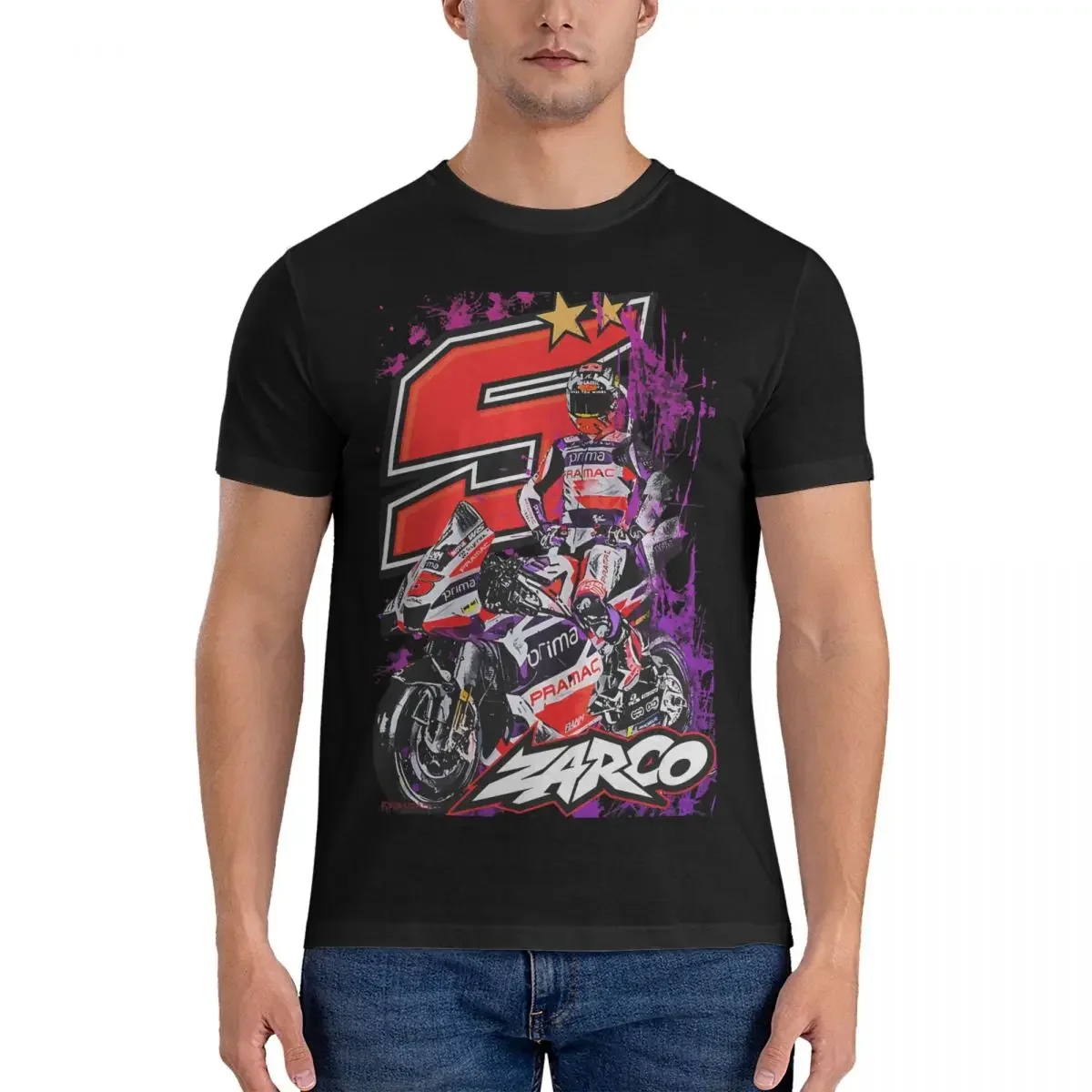 MOTO The GP Short Sleeve Tee Shirt  5XL Tops Vintage Johann Zarco Number 5 Racing T-Shirt Men Round Collar Pure Cotton T Shirt