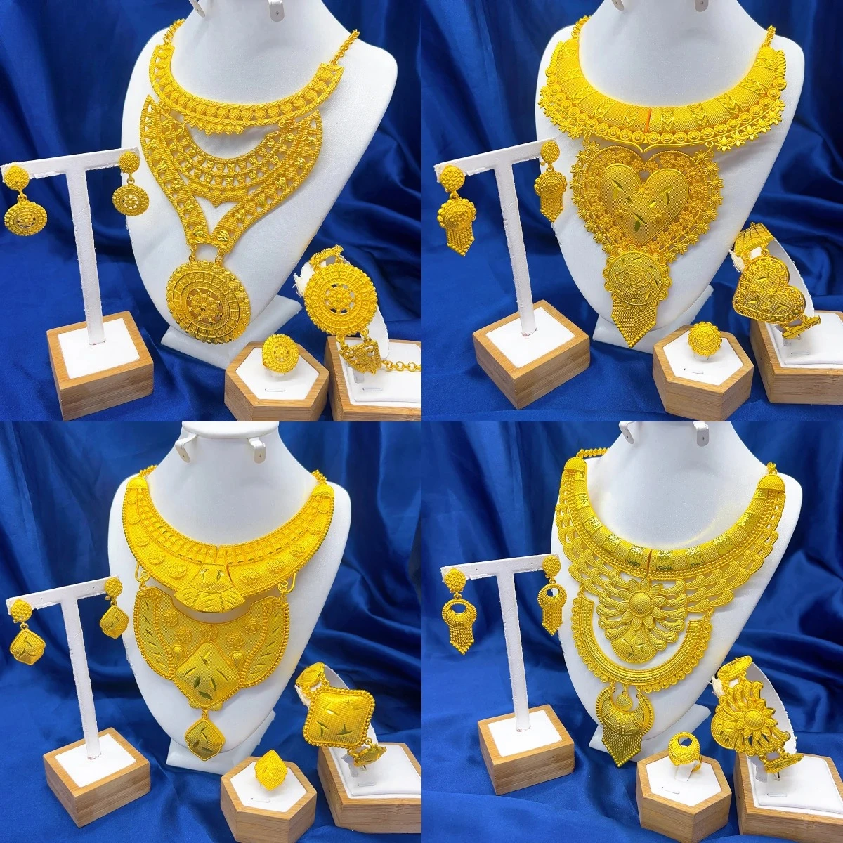 ANIID Luxury Dubai Big 4PCS African Gold Color Jewelry Necklace Sets For Women Bridal Wedding Sets Trend Jewellery Party Gifts