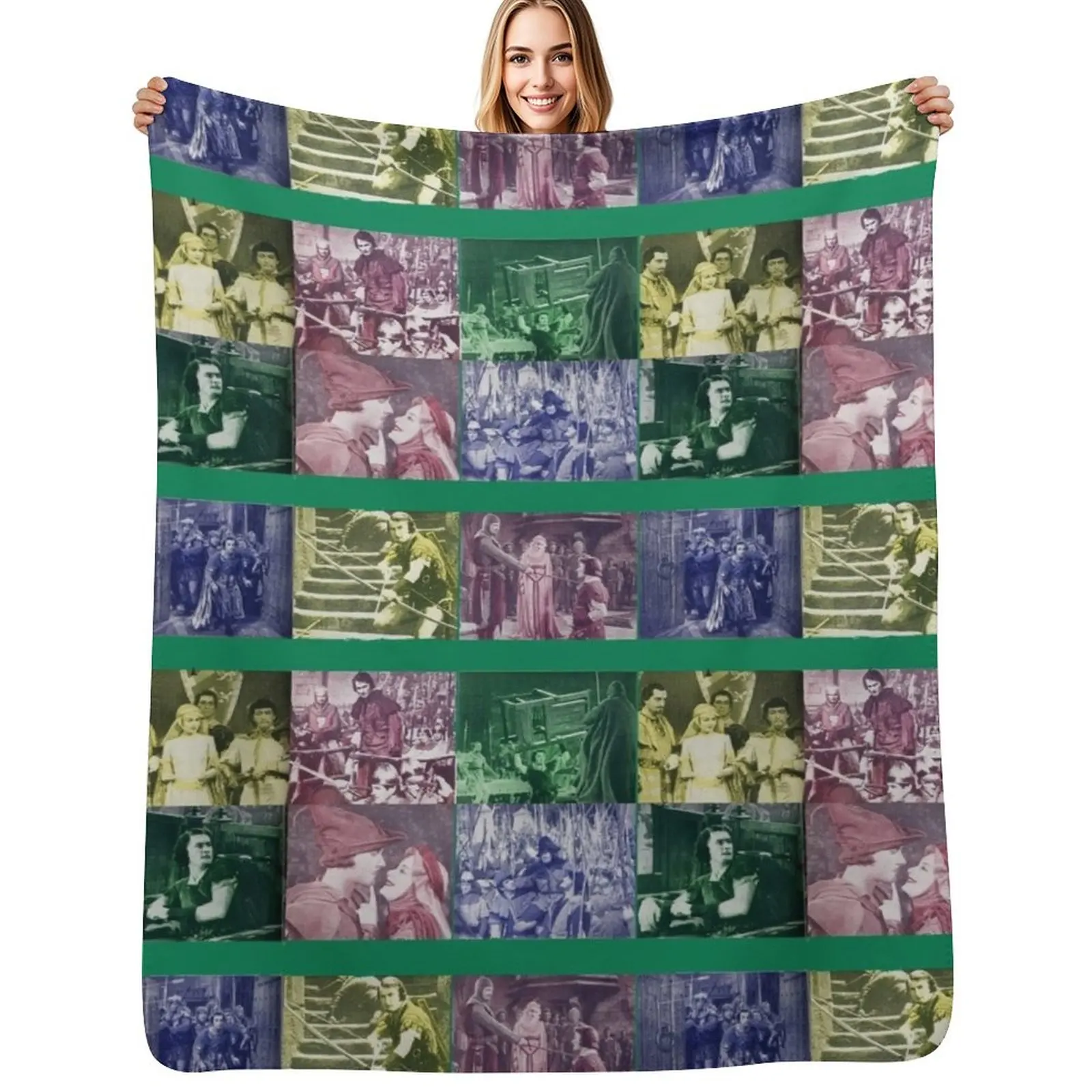 

Errol Flynn Olivia De Havilland ROBIN HOOD collage Throw Blanket Warm Flannel Blanket for Couch Chair Bedroom