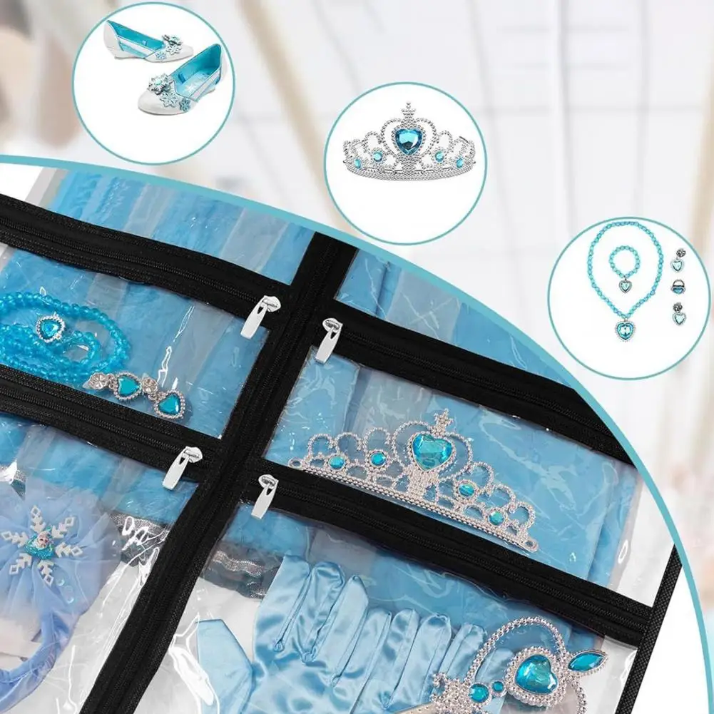 

Quick Costume Change Organizer Transparent Clothing Dustproof Bag with Multi Pockets Zipper Closure for Moisture-proof Storage