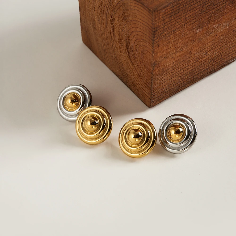 

ENFASHION Smooth Round Stud Earrings For Women's Aretes De Mujer 18k Gold Plated Eye Catchy Fashion Jewelry Party Cocktail E1584