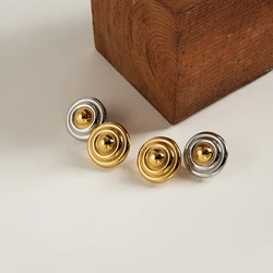 ENFASHION Smooth Round Stud Earrings For Women's Aretes De Mujer 18k Gold Plated Eye Catchy Fashion Jewelry Party Cocktail E1584