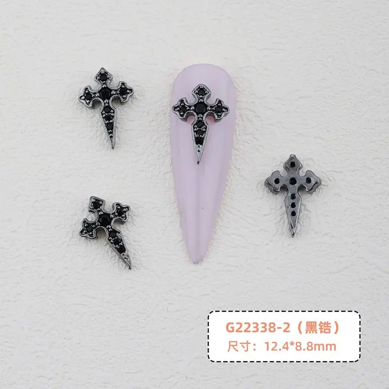 10 stücke Halloween dunkels ch warzes Kreuz Zirkon Kristall legierung Strass Schmuck Nagel kunst Dekorationen Nägel Zubehör Charms Lieferungen