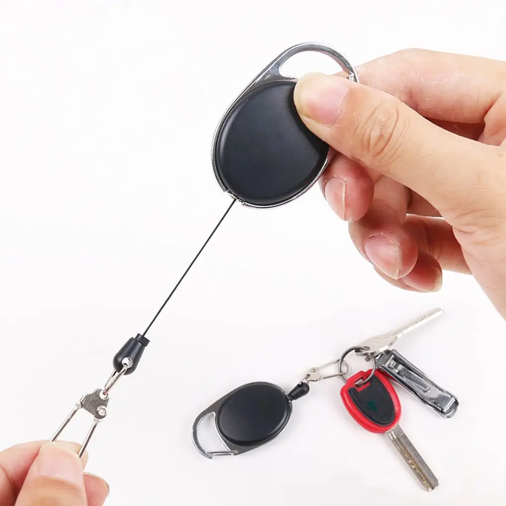

Alloy Keeper Elastic ABS Anglers Recoil Name Tag Card Keychain Chain Clips Badge Holder Badge Reel Retractable Pull Key Ring