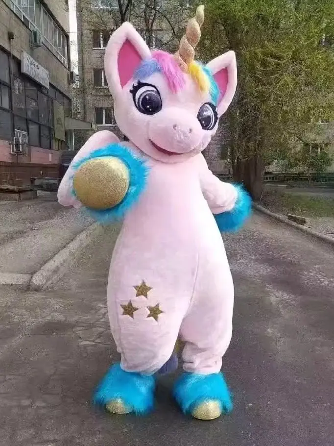 Neues Erwachsenen-Halloween-Kostüm Rosa Einhorn Cartoon-Maskottchen Plüsch-Party-Kostüm Weihnachten Faschingskostüm Halloween Weißes Pferd Cosplay Maskottchen