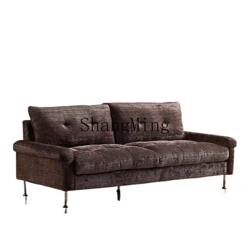 

HJ new home leisure chenille sofa brown medieval small apartment coffee retro flannel