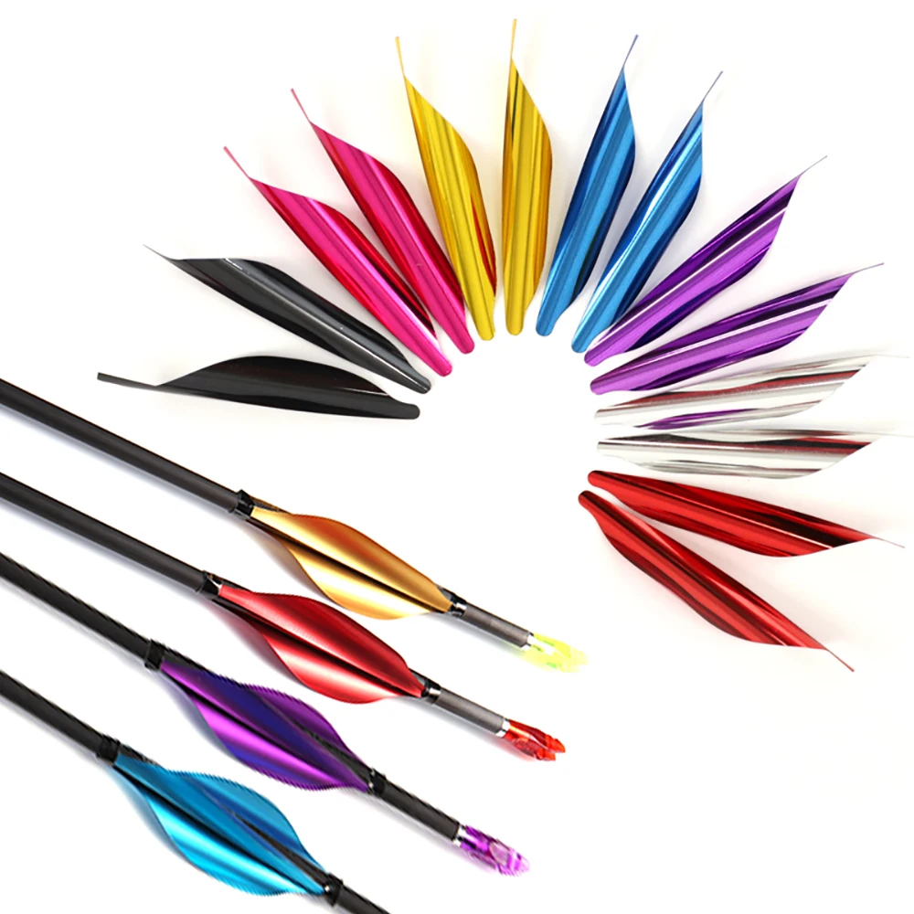 50pcs Archery 1.8 inch Spin Vanes Spiral Feather DIY Arrow Archery With Tape Arrow Accessories