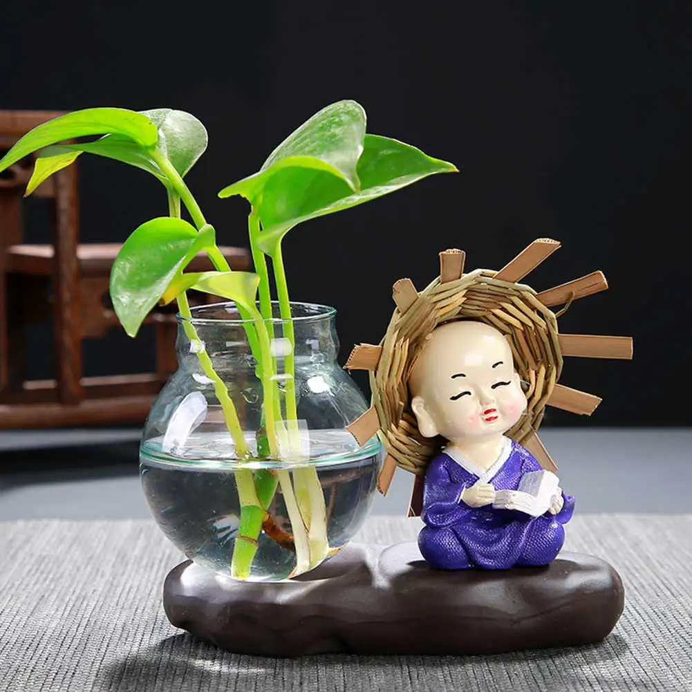 مزهرية زجاجية لطيفة على شكل رسوم كرتونية مزهرية زجاجية شفافة للنباتات وعاء نباتات حديث زينة لسطح المكتب لغرفة الدراسة المنزلية #5