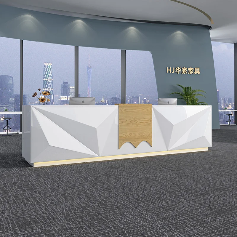 

High-end Industrial Reception Desks L Shaped White Reception Front Desk Reception Desks Design Modern Bureau Office Furniture