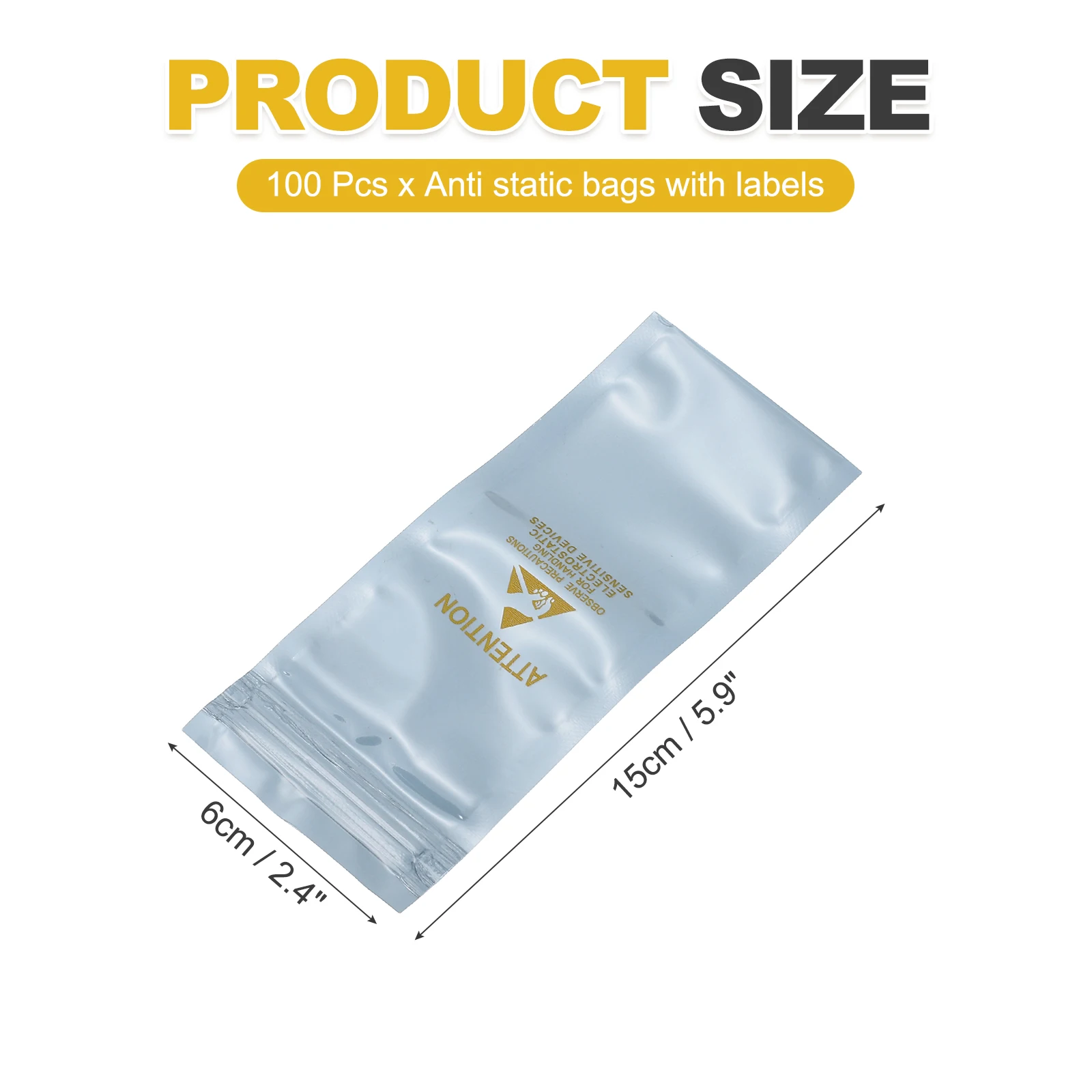 100 Pcs Anti Static Bags Resealable ESD Shielding Bag with Labels for Hard Drive HDD SSD Electronic Device Silver Gray