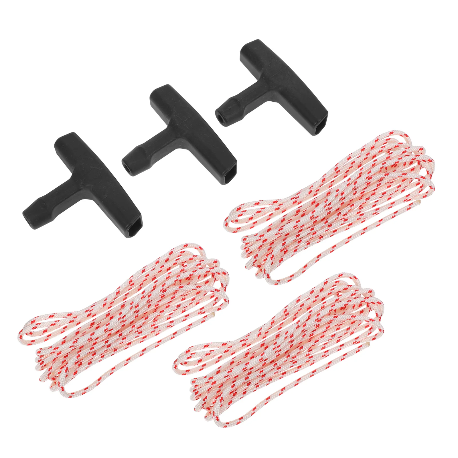 

3 Sets 4MMx2MM Starter Rope Handle Cord for Lawn Mower Generator Pull Cord Replacement Kit Thin Rope Laces Universal Fit Easy