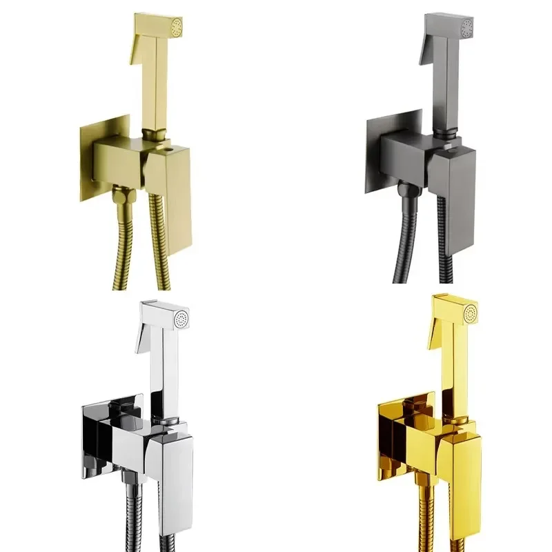 Brass Shower Taps Bidet Sprayer Faucet Washer Mixers Shower Higienica Cold and Hot Water Mixer Crane Square Shower Spray