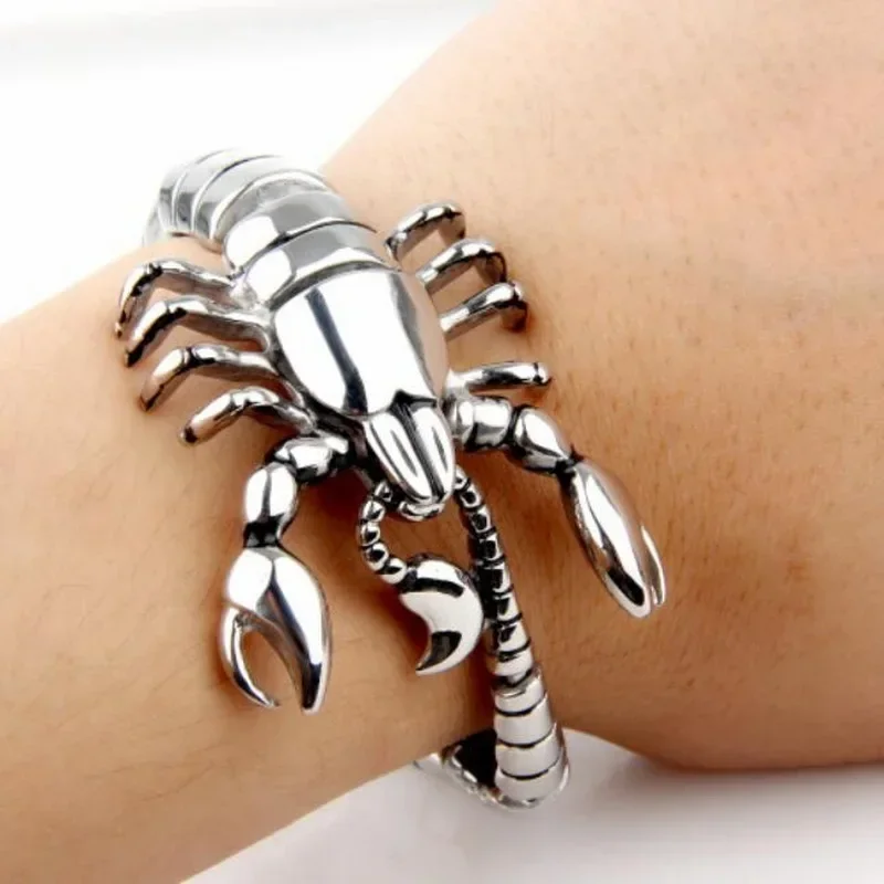 EDC-Bracelet Scorpion Requin Argent pour Homme, Outil Multifonction, Autodéfense Extérieure, Acier Titane, Dominateur, Punk, Lomatéritive